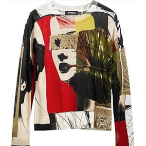NWT $139 Desiqual Lacroix Collage Sweater Medium